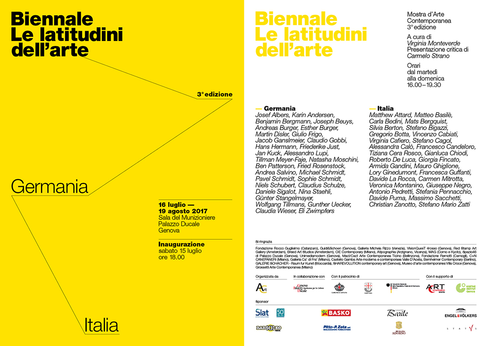 le latitudini dell arte, III edizione, germania, italia, palazzo ducale, genova, sala del munizioniere, virginia monteverde, carmelo strano, red stamp art gallery, francesco candeloro, armida gandini, christian zanotto, breed art studios, esther burger, amsterdam